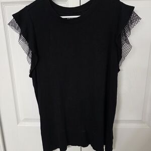 Torrid Black Mesh Ruffle Sleeve Tee